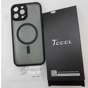 TOCOL Magnetic Case for Apple iPhone 13 Pro Max - Frosted Black / Translucent